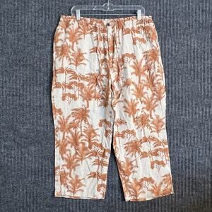 Jamaica Bay Women Tropical Print Wide Leg Pants Size Large Linen Resort Vacation
